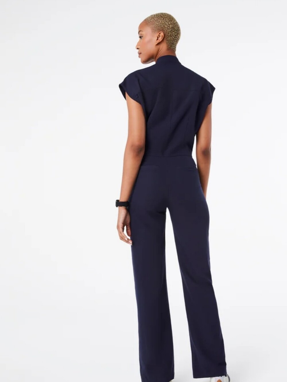Figs Navy Women's Scrub Wide-Leg Jumpsuit with Drawstring Waist - Picture 11 of 16